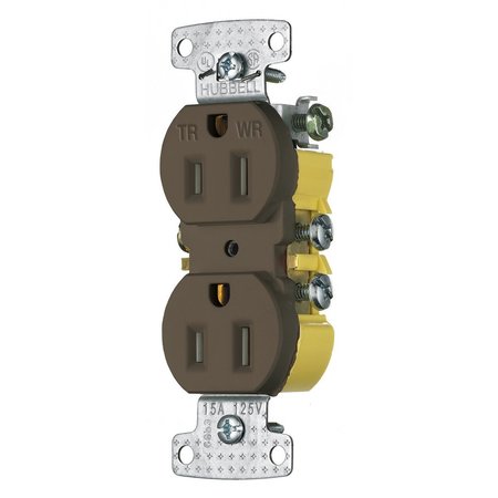 HUBBELL WIRING DEVICE-KELLEMS TradeSelect, Straight Blade Devices, Residential Grade, Receptacles, Weather and Tamper Resistant Duplex, 15A 125V, 5-15R RR15SWRTR